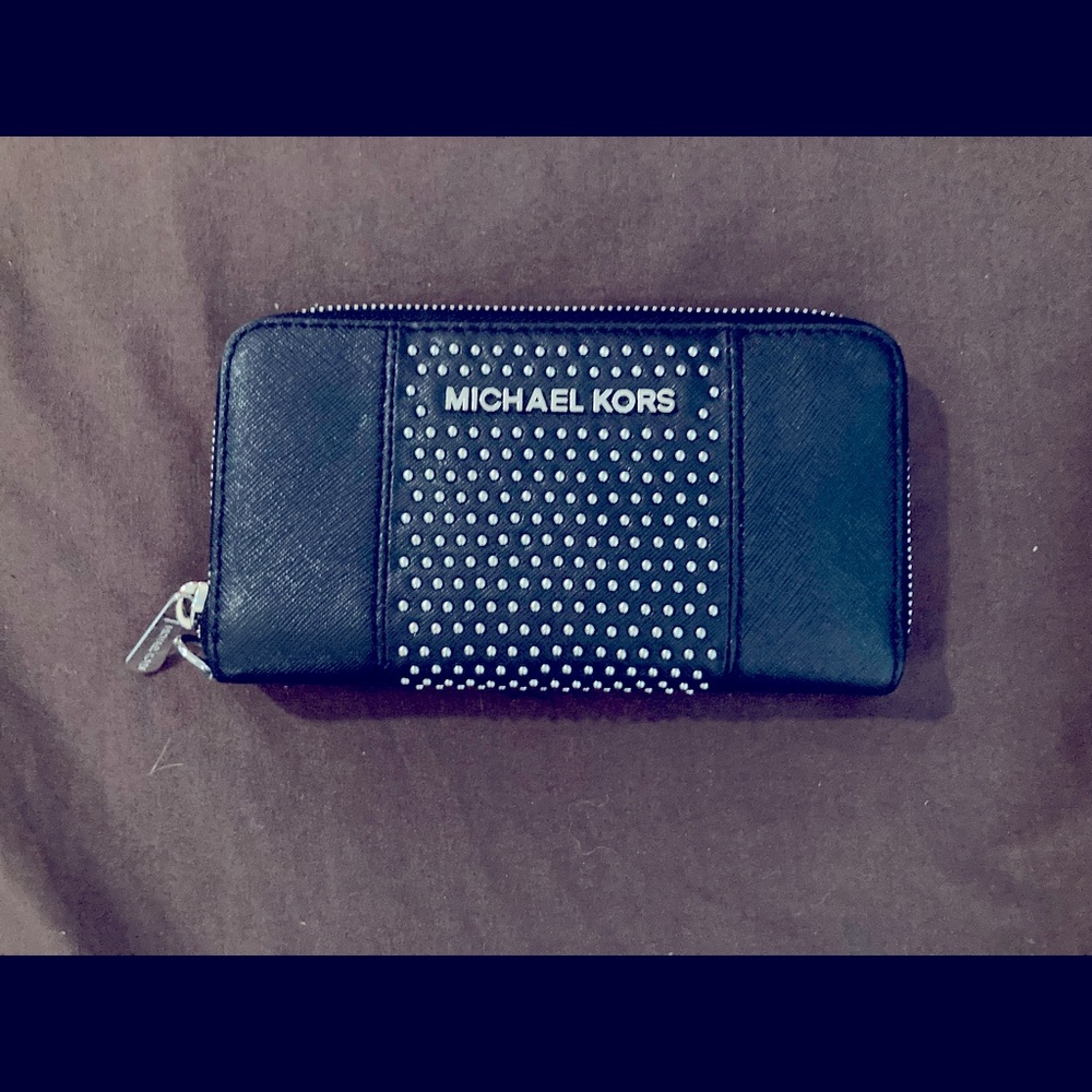 Authentic Michael Kors Large silver studded wallet